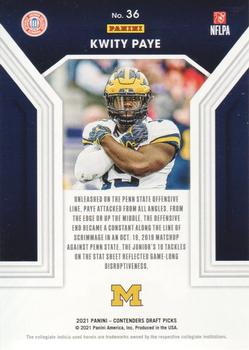 2021 Panini Contenders Draft Picks - Playing the Numbers Game #36 Kwity Paye Back