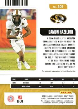 2021 Panini Contenders Draft Picks - Ticket Stub #301 Damon Hazelton Jr. Back