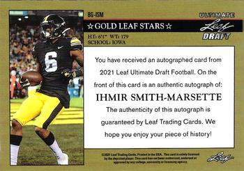 2021 Leaf Ultimate Draft - 1992 Leaf Black Gold Autographs Silver #BG-ISM Ihmir Smith-Marsette Back