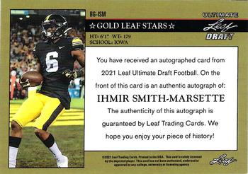 2021 Leaf Ultimate Draft - 1992 Leaf Black Gold Autographs Navy #BG-ISM Ihmir Smith-Marsette Back