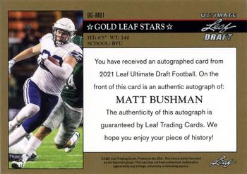 2021 Leaf Ultimate Draft - 1992 Leaf Black Gold Autographs Gold Spectrum #BG-MB1 Matt Bushman Back