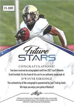 2021 Leaf Ultimate Draft - Future Stars Autographs Silver #FS-DWE D'Wayne Eskridge Back