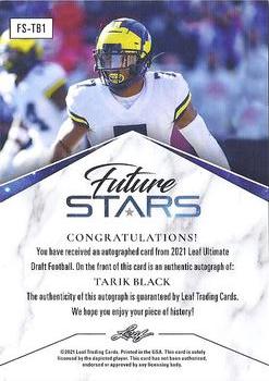 2021 Leaf Ultimate Draft - Future Stars Autographs Silver #FS-TB1 Tarik Black Back