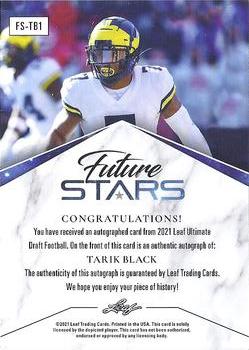 2021 Leaf Ultimate Draft - Future Stars Autographs Platinum Spectrum #FS-TB1 Tarik Black Back