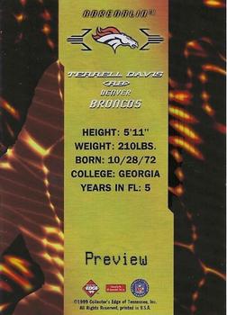 1999 Collector's Edge First Place - Adrenalin Previews #A5 Terrell Davis Back