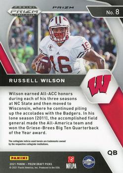 2021 Panini Prizm Draft Picks Collegiate - Green #8 Russell Wilson Back