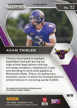 2021 Panini Prizm Draft Picks Collegiate - Green #52 Adam Thielen Back
