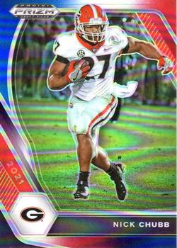 2021 Panini Prizm Draft Picks Collegiate - Red White and Blue #90 Nick Chubb Front