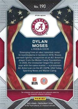 2021 Panini Prizm Draft Picks Collegiate - Red White and Blue #190 Dylan Moses Back