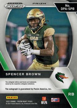 2021 Panini Prizm Draft Picks Collegiate - Draft Picks Autographs Green #DPA-SPB Spencer Brown Back