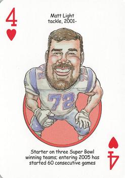 2005 Hero Decks New England Patriots Football Heroes Playing Cards #4♥ Matt Light Front