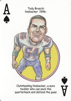 2005 Hero Decks New England Patriots Football Heroes Playing Cards #A♠ Tedy Bruschi Front