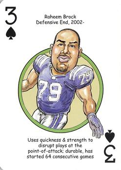 2007 Hero Decks Indianapolis Colts Football Heroes Playing Cards #3♠ Raheem Brock Front