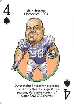 2007 Hero Decks Indianapolis Colts Football Heroes Playing Cards #4♠ Gary Brackett Front