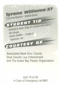 1999 Green Bay Packers Police - Associated Bank Door County, Door County Law Enforcement #18 Tyrone Williams Back
