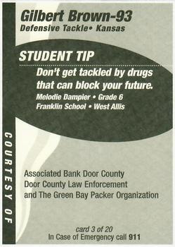 1998 Green Bay Packers Police - Associated Bank Door County, Door County Law Enforcement #3 Gilbert Brown Back