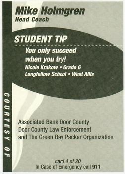1998 Green Bay Packers Police - Associated Bank Door County, Door County Law Enforcement #4 Mike Holmgren Back
