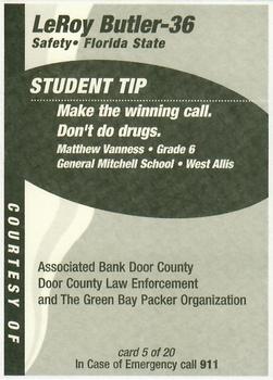1998 Green Bay Packers Police - Associated Bank Door County, Door County Law Enforcement #5 LeRoy Butler Back