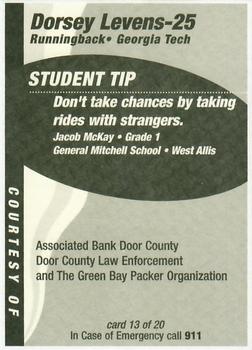 1998 Green Bay Packers Police - Associated Bank Door County, Door County Law Enforcement #13 Dorsey Levens Back