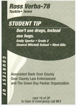 1998 Green Bay Packers Police - Associated Bank Door County, Door County Law Enforcement #16 Ross Verba Back