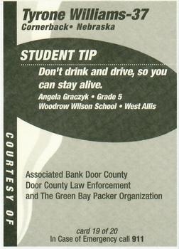 1998 Green Bay Packers Police - Associated Bank Door County, Door County Law Enforcement #19 Tyrone Williams Back
