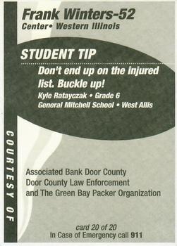 1998 Green Bay Packers Police - Associated Bank Door County, Door County Law Enforcement #20 Frank Winters Back