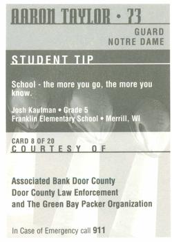 1997 Green Bay Packers Police - Associated Bank Door County, Door County Law Enforcement #8 Aaron Taylor Back