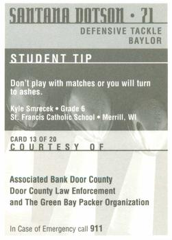 1997 Green Bay Packers Police - Associated Bank Door County, Door County Law Enforcement #13 Santana Dotson Back