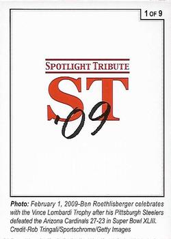 2009 Spotlight Tribute Pittsburgh Steelers Super Bowl Champions #1 of 9 Ben Roethlisberger Back