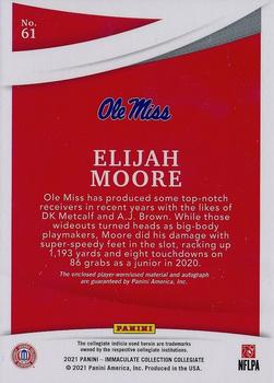 2021 Panini Immaculate Collection Collegiate #61 Elijah Moore Back