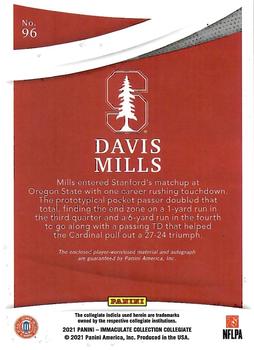 2021 Panini Immaculate Collection Collegiate #96 Davis Mills Back