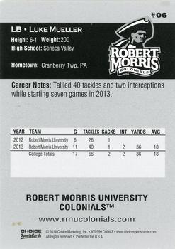 2014 Robert Morris Colonials #06 Luke Mueller Back