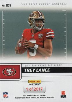 2021 Panini Instant Rated Rookie Showcase #RS3 Trey Lance Back