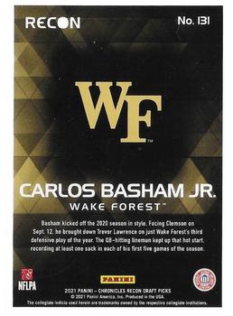 2021 Panini Chronicles Draft Picks - Green #131 Carlos Basham Jr. Back