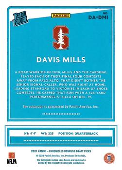 2021 Panini Chronicles Draft Picks - Donruss Rated Rookie Autographs #DA-DMI Davis Mills Back