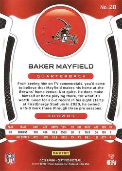2021 Panini Certified #20 Baker Mayfield Back