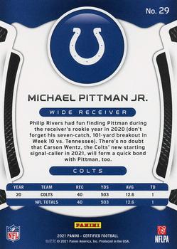 2021 Panini Certified #29 Michael Pittman Jr. Back