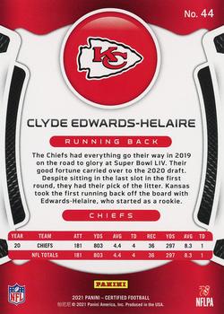 2021 Panini Certified #44 Clyde Edwards-Helaire Back