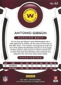 2021 Panini Certified #62 Antonio Gibson Back