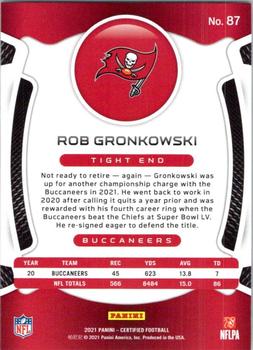 2021 Panini Certified #87 Rob Gronkowski Back