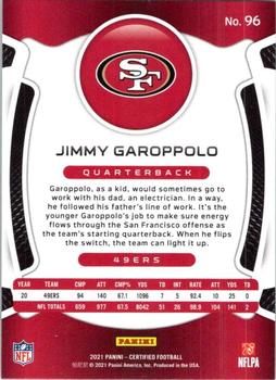 2021 Panini Certified #96 Jimmy Garoppolo Back