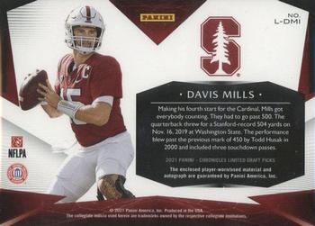 2021 Panini Chronicles Draft Picks - Limited Rookie Patch Autograph Bowl Patch #L-DMI Davis Mills Back
