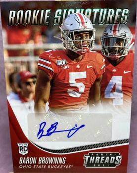 2021 Panini Chronicles Draft Picks - Threads Rookie Signatures Green #TS-BAB Baron Browning Front