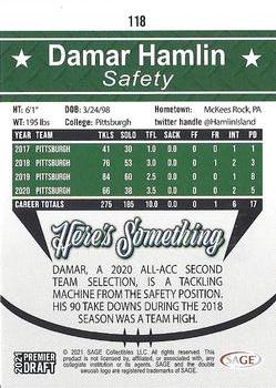 2021 SAGE Premier Draft - Red #118 Damar Hamlin Back