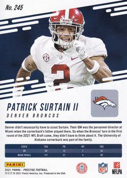 2021 Panini Prestige #245 Patrick Surtain II Back