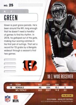 2019 Panini Absolute - Retail #25 A.J. Green Back