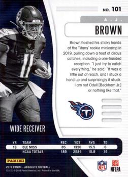 2019 Panini Absolute - Retail #101 A.J. Brown Back