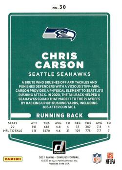 2021 Donruss #30 Chris Carson Back