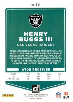 2021 Donruss #90 Henry Ruggs III Back