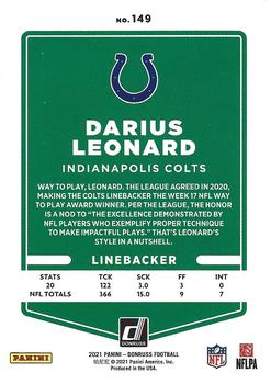 2021 Donruss #149 Darius Leonard Back